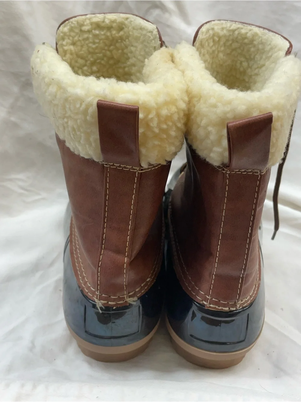 YOKI Brown & Black Insulated Winter Duck Boots with Shearling Lining sz 10